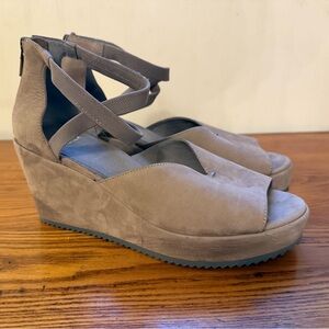 Eileen Fisher Taupe Wedge Sandals